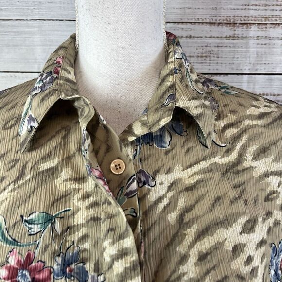 Alfred Dunner Mismatch 2pc Blouse Skirt Set size 8 Tan Floral Granny Core Modest - Picture 7 of 16